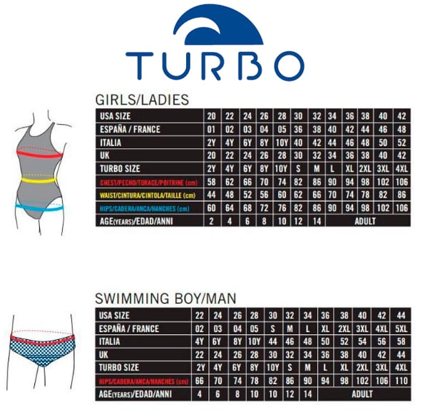 tabella taglie costumi turbo nuoto